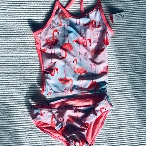 Cute flamingo bathing suit.